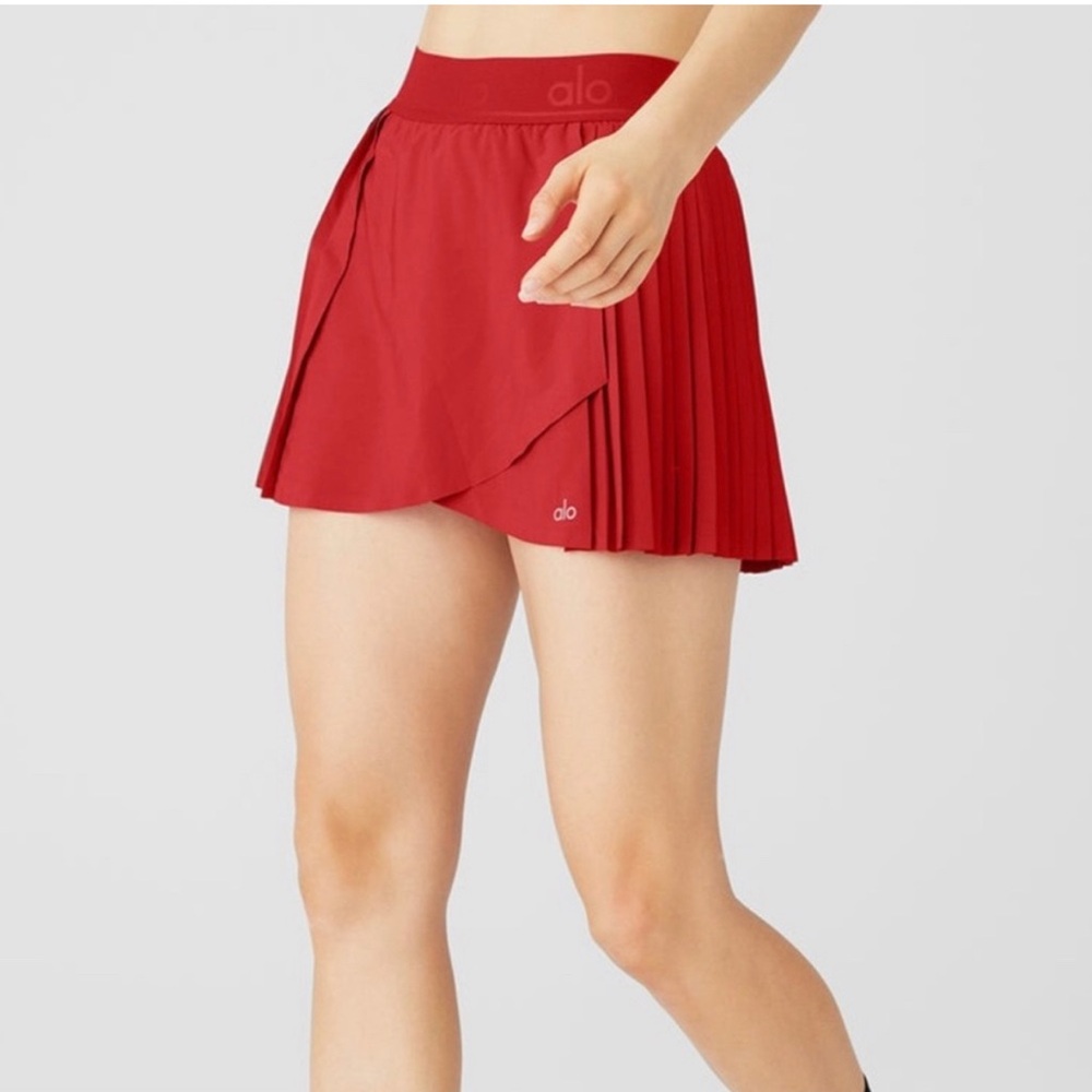 ALO Yoga Red Pleated Mini Skort